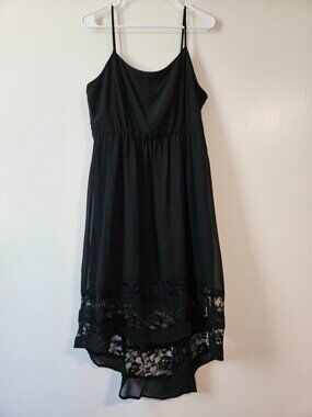 Six Degrees black dress XL flowy lace high-low hem gothicfairy whimsigoth